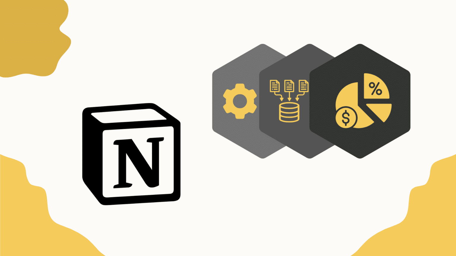 Notion Grafik, die Funktionen Datenbank, Anpassungsfähigkeit, Budgetierung und das System zeigt.
