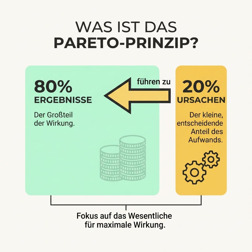 Pareto-Prinzip Schaubild. 80/20 Ergebnisse und Ursachen