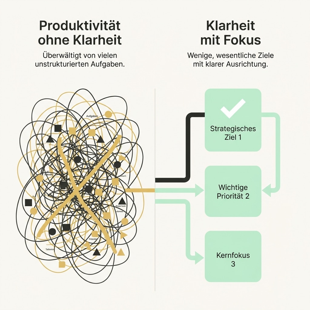 Produktivität ohne Klarheit vs. Klarheit mit Fokus